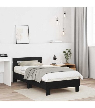 vidaXL Bed Frame Black Oak 193 x 95 x 88 cm Engineered Wood — Size: 90 x 190 cm