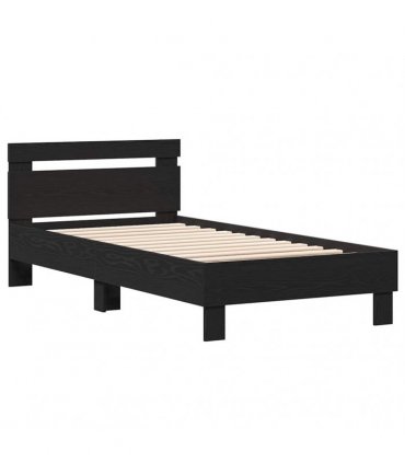 vidaXL Bed Frame Black Oak 193 x 95 x 88 cm Engineered Wood — Size: 90 x 190 cm
