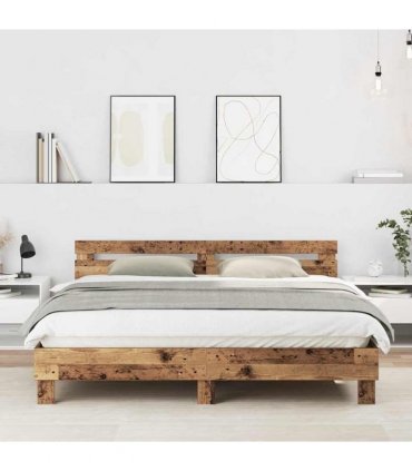 vidaXL Bed Frame Old Wood 203 x 185 x 70 cm Engineered Wood — Size: 180 x 200 cm