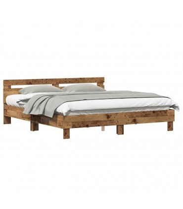 vidaXL Bed Frame Old Wood 203 x 185 x 70 cm Engineered Wood — Size: 180 x 200 cm