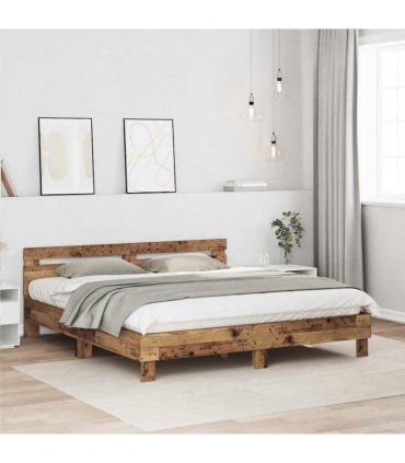 vidaXL Bed Frame Old Wood 203 x 185 x 70 cm Engineered Wood — Size: 180 x 200 cm