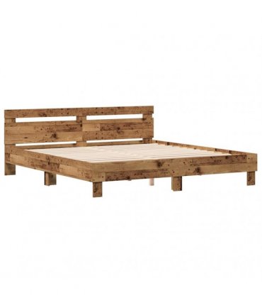 vidaXL Bed Frame Old Wood 203 x 185 x 70 cm Engineered Wood — Size: 180 x 200 cm