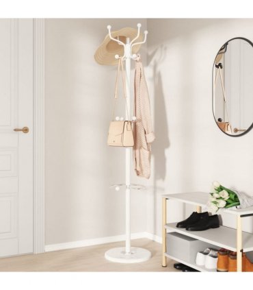 vidaXL Coat Stand with Umbrella Holder White 180 cm Powder-coated Iron