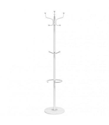 vidaXL Coat Stand with Umbrella Holder White 180 cm Powder-coated Iron