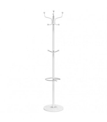 vidaXL Coat Stand with Umbrella Holder White 180 cm Powder-coated Iron