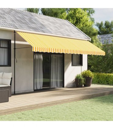 vidaXL Replacement Fabric for Awning Valance Yellow and White Stripe 5 m