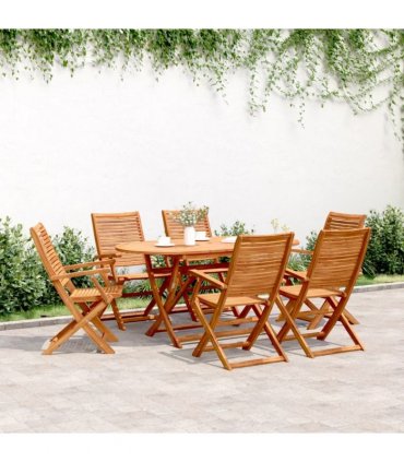 vidaXL Folding Garden Chairs 6 pcs 57x66x95 cm Solid Wood Acacia — Model: with armrest