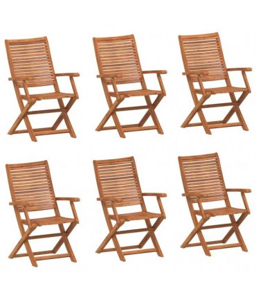 vidaXL Folding Garden Chairs 6 pcs 57x66x95 cm Solid Wood Acacia — Model: with armrest