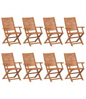 vidaXL Folding Garden Chairs 8 pcs 57x66x95 cm Solid Wood Acacia — Model: with armrest