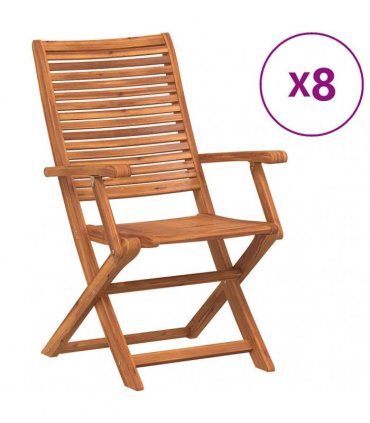 vidaXL Folding Garden Chairs 8 pcs 57x66x95 cm Solid Wood Acacia — Model: with armrest