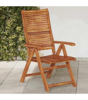 vidaXL Reclining Folding Garden Chairs 2 pcs Solid Wood Acacia — Size: 56 x 72/93/99/105/109 x 107/96/90/83/75 cm