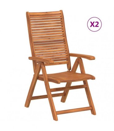 vidaXL Reclining Folding Garden Chairs 2 pcs Solid Wood Acacia — Size: 56 x 72/93/99/105/109 x 107/96/90/83/75 cm