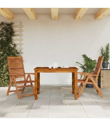 vidaXL Reclining Folding Garden Chairs 2 pcs Solid Wood Acacia — Size: 56 x 72/93/99/105/109 x 107/96/90/83/75 cm