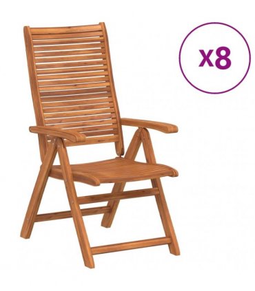 vidaXL Reclining Garden Chairs 8 pcs 56x72x107 cm Solid Wood Acacia