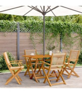vidaXL Folding Garden Chairs 4 pcs Beige Solid Wood Acacia