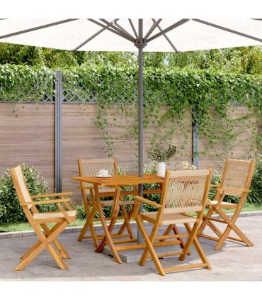 vidaXL Folding Garden Chairs 4 pcs Beige Solid Wood Acacia