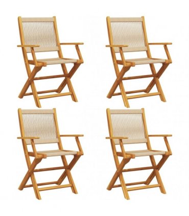 vidaXL Folding Garden Chairs 4 pcs Beige Solid Wood Acacia