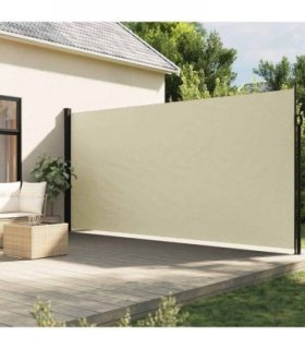 vidaXL Retractable Side Awning Cream 220x500 cm — Size: 220 x 500 cm