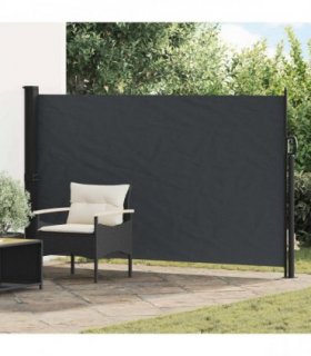 vidaXL Retractable Side Awning Black 300 x 170 cm Polyester — Size: 170 x 300 cm
