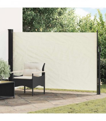 vidaXL Retractable Side Awning Cream 300 x 170 cm Polyester — Size: 170 x 300 cm