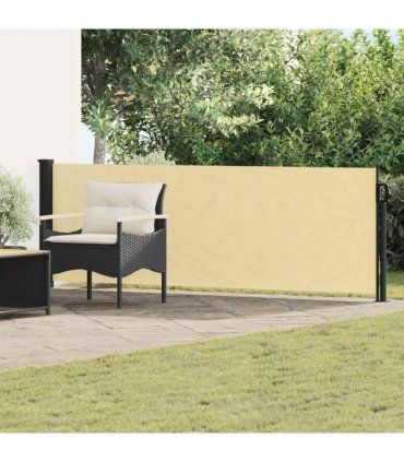 vidaXL Retractable Side Awning Sand 500 x 100 cm Polyester — Size: 100 x 500 cm