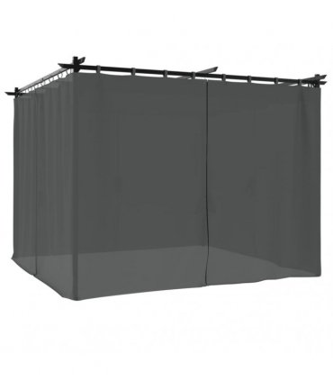 vidaXL Gazebo with Curtains Anthracite 3x3 m Steel — Size: 3 x 3 m