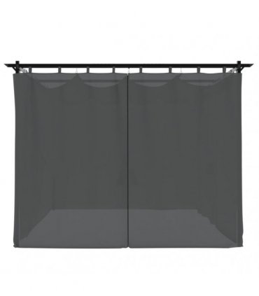vidaXL Gazebo with Curtains Anthracite 3x3 m Steel — Size: 3 x 3 m