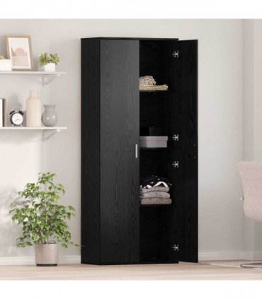 vidaXL Highboard Black Oak 70 x 33.5 x 180 cm Engineered Wood