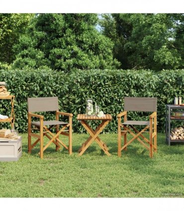 vidaXL Director Chair 100% Polyester Solid-Teak — Colour: Taupe