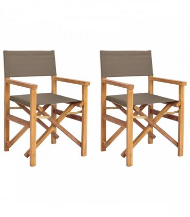 vidaXL Director Chair 100% Polyester Solid-Teak — Colour: Taupe