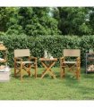 vidaXL Director Chair Brown and Beige Solid Teak Wood