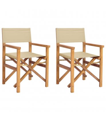 vidaXL Director Chair Brown and Beige Solid Teak Wood