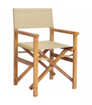 vidaXL Director Chair Brown and Beige Solid Teak Wood