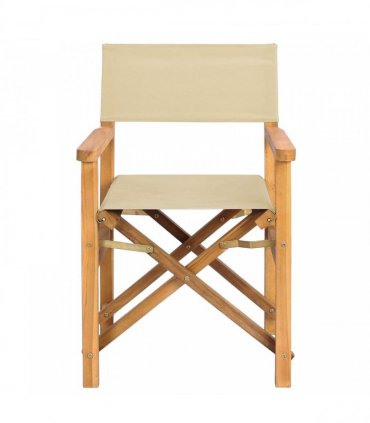 vidaXL Director Chair Brown and Beige Solid Teak Wood