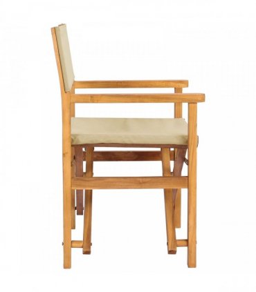 vidaXL Director Chair Brown and Beige Solid Teak Wood
