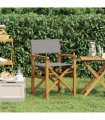 vidaXL Director Chair Brown and Light Grey Solid Teak Wood — V0672156667