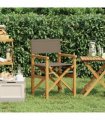 vidaXL Director Chair Brown and Taupe Solid Teak Wood
