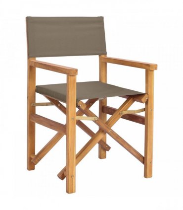 vidaXL Director Chair Brown and Taupe Solid Teak Wood