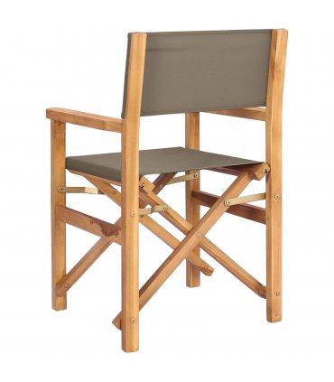 vidaXL Director Chair Brown and Taupe Solid Teak Wood