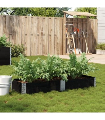 vidaXL Garden Planter Black 150x50 cm Solid Wood Pine — Size: 150 x 50 x 21.5 cm