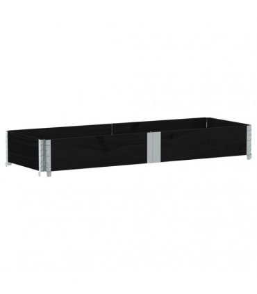 vidaXL Garden Planter Black 150x50 cm Solid Wood Pine — Size: 150 x 50 x 21.5 cm