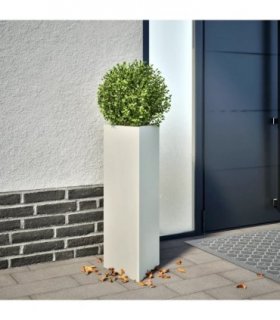 vidaXL Garden Planters 2 pcs White Triangular 30x26x75 cm Steel — Colour: steel/white, Size: 30 x 26 x 75 cm