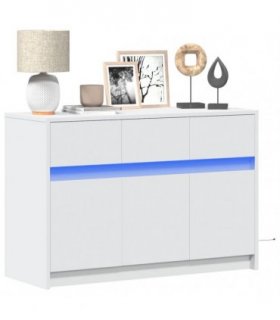 vidaXL TV Cabinet with LED White 91x34x61 cm Engineered Wood