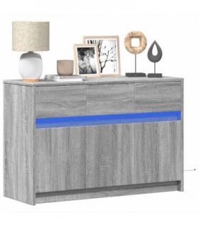 vidaXL TV Cabinet with LED Grey Sonoma 91x34x61 cm Engineered Wood