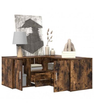 vidaXL Corner Cabinet Smoked Oak 160x40x45 cm Engineered Wood