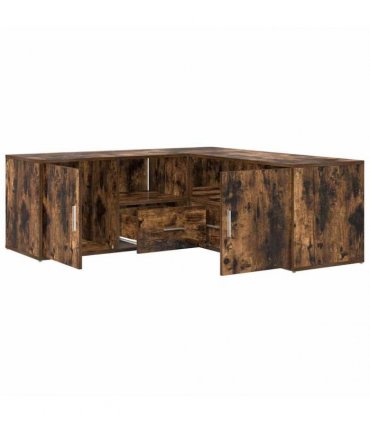 vidaXL Corner Cabinet Smoked Oak 200x40x45 cm Engineered Wood
