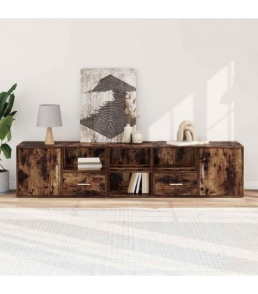 vidaXL Corner Cabinet Smoked Oak 200x40x45 cm Engineered Wood