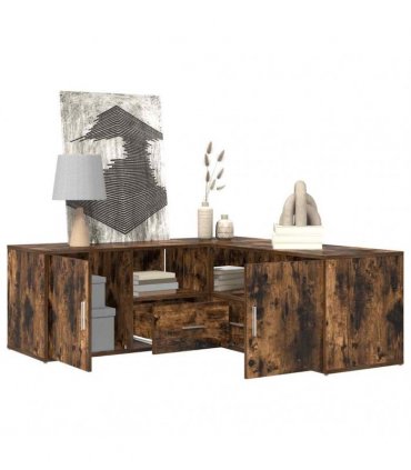 vidaXL Corner Cabinet Smoked Oak 200x40x45 cm Engineered Wood