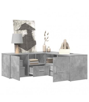vidaXL Corner Cabinet Concrete Grey 200x40x45 cm Engineered Wood