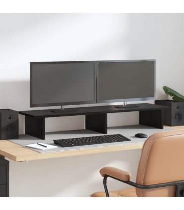vidaXL Monitor Stand Black Oak 100 x 27 x 15 cm Engineered Wood